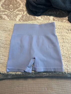 Seamless Ribbed High-Waist Bike Shorts - Light Lavender
